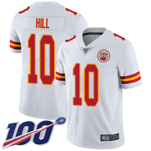 Youth Kansas City Chiefs #10 Hill Tyreek White Vapor Untouchable Limited Player 100th Season Football Nike NFL Jersey
